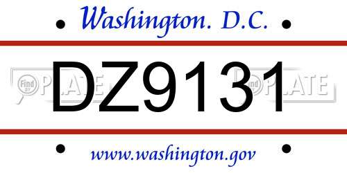 DZ9131 District Of Columbia License Plate