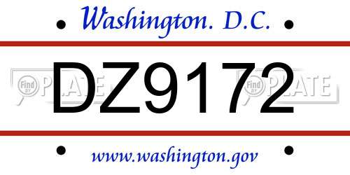 DZ9172 District Of Columbia License Plate