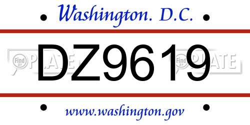 DZ9619 District Of Columbia License Plate