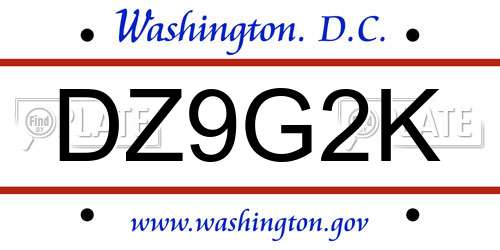 DZ9G2K District Of Columbia License Plate