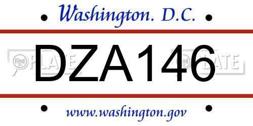 DZA146 District Of Columbia License Plate