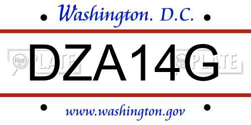 DZA14G District Of Columbia License Plate