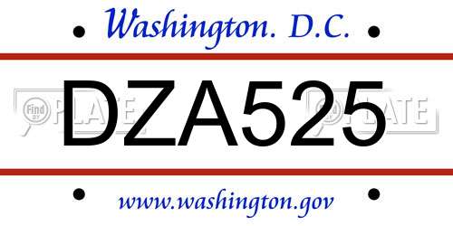 DZA525 District Of Columbia License Plate