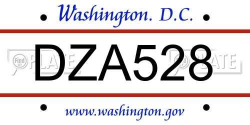 DZA528 District Of Columbia License Plate
