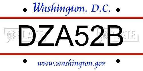 DZA52B District Of Columbia License Plate