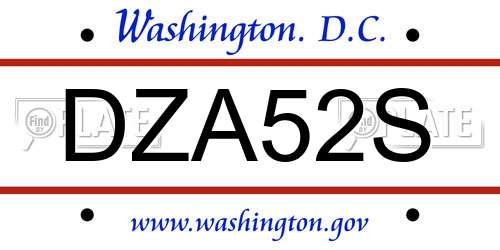 DZA52S District Of Columbia License Plate