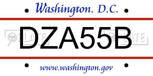 DZA55B District Of Columbia License Plate