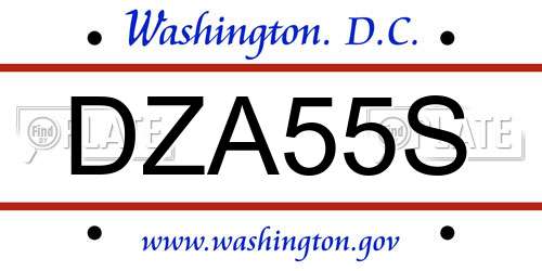 DZA55S District Of Columbia License Plate