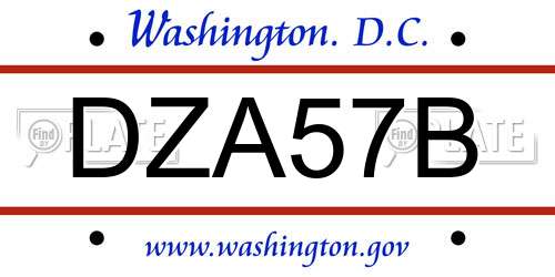 DZA57B District Of Columbia License Plate