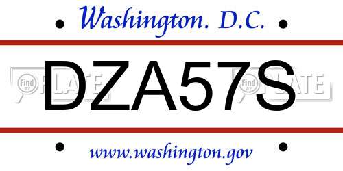 DZA57S District Of Columbia License Plate