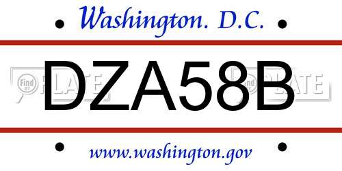 DZA58B District Of Columbia License Plate