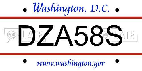 DZA58S District Of Columbia License Plate