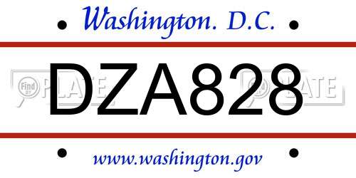 DZA828 District Of Columbia License Plate