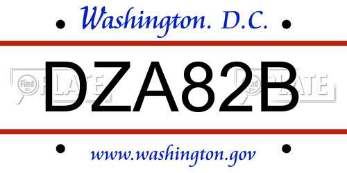 DZA82B District Of Columbia License Plate