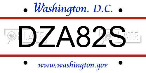 DZA82S District Of Columbia License Plate