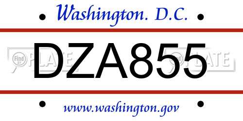 DZA855 District Of Columbia License Plate