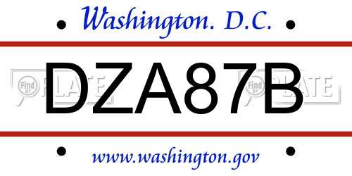 DZA87B District Of Columbia License Plate