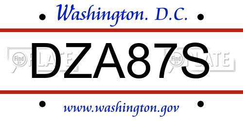 DZA87S District Of Columbia License Plate