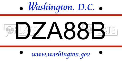 DZA88B District Of Columbia License Plate