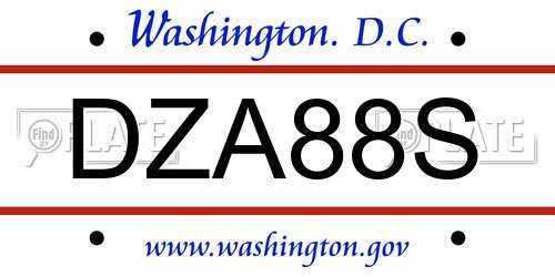 DZA88S District Of Columbia License Plate