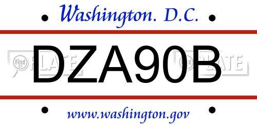 DZA90B District Of Columbia License Plate