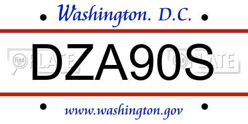 DZA90S District Of Columbia License Plate