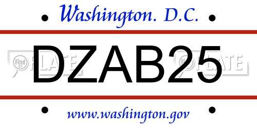 DZAB25 District Of Columbia License Plate