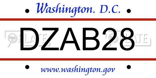 DZAB28 District Of Columbia License Plate