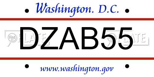 DZAB55 District Of Columbia License Plate