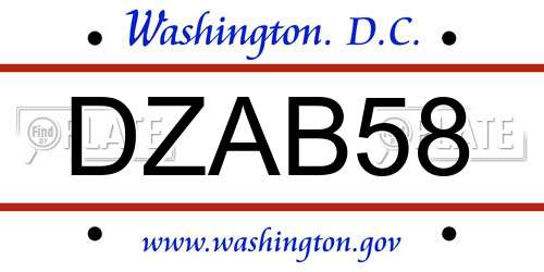 DZAB58 District Of Columbia License Plate