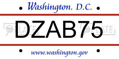 DZAB75 District Of Columbia License Plate