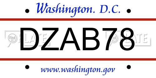 DZAB78 District Of Columbia License Plate