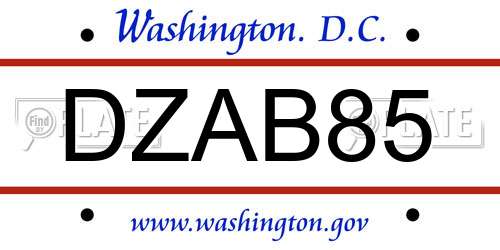 DZAB85 District Of Columbia License Plate