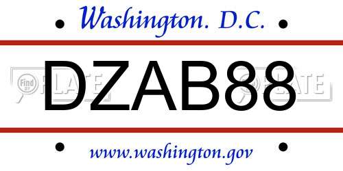 DZAB88 District Of Columbia License Plate