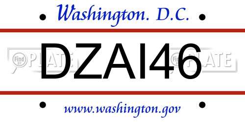 DZAI46 District Of Columbia License Plate