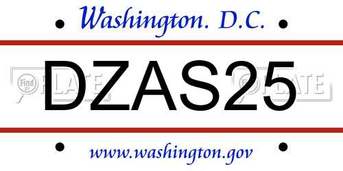 DZAS25 District Of Columbia License Plate