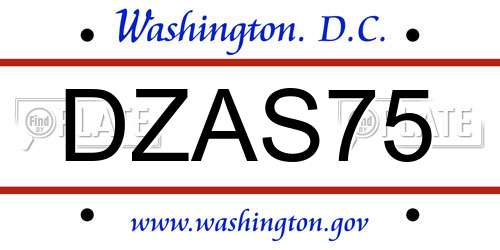DZAS75 District Of Columbia License Plate