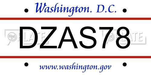 DZAS78 District Of Columbia License Plate