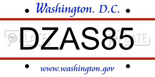 DZAS85 District Of Columbia License Plate