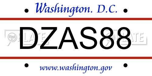 DZAS88 District Of Columbia License Plate