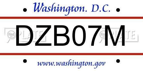 DZB07M District Of Columbia License Plate