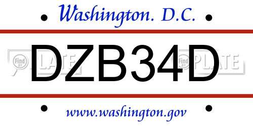 DZB34D District Of Columbia License Plate