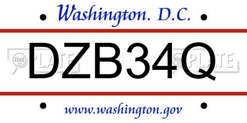 DZB34Q District Of Columbia License Plate