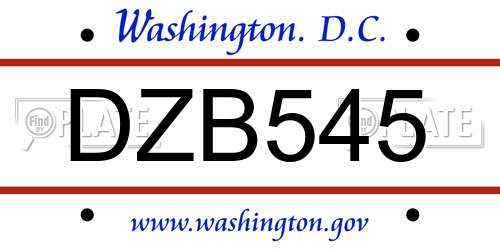 DZB545 District Of Columbia License Plate
