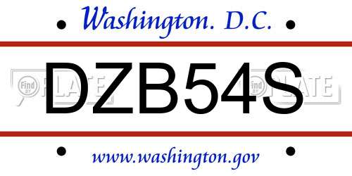 DZB54S District Of Columbia License Plate