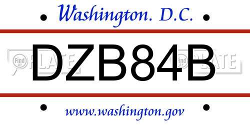 DZB84B District Of Columbia License Plate