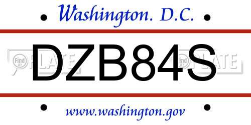 DZB84S District Of Columbia License Plate