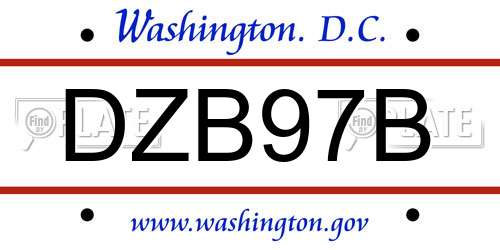DZB97B District Of Columbia License Plate