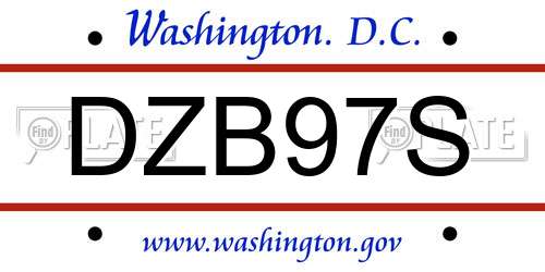 DZB97S District Of Columbia License Plate