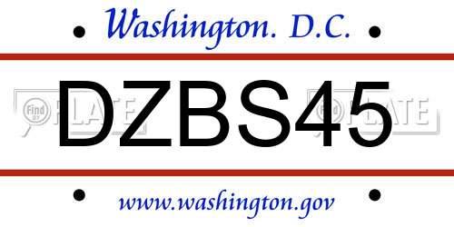 DZBS45 District Of Columbia License Plate